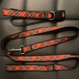 Plaid Dog Collar & Leash NWOT